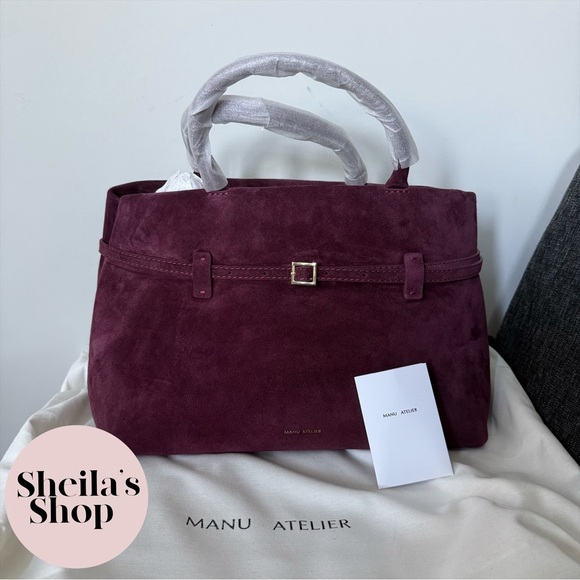 NWT Manu Atelier Le Cambon 35 Bag in Merlot Suede - Picture 3 of 8